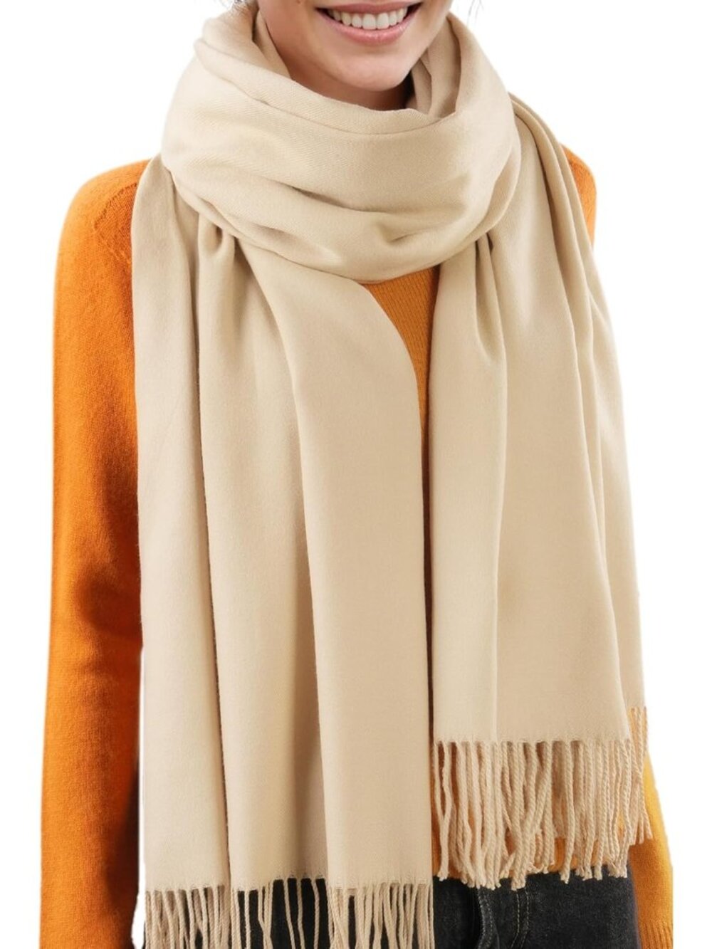 Women's Light Khaki Evening Dresses Blanket Imported Pashmina Shawl Scarves